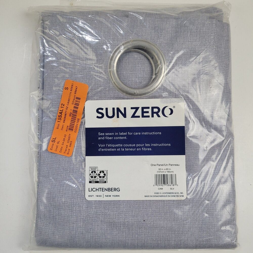 NEW Sun Zero Duran thermal One Panel Grommet Curtain 'Silver' 50" X 63" CT11